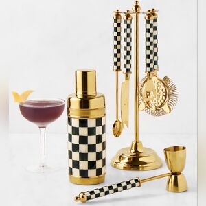 MacKenzie-Childs 3260 Gold Edition Bar Tools & Shaker Set
